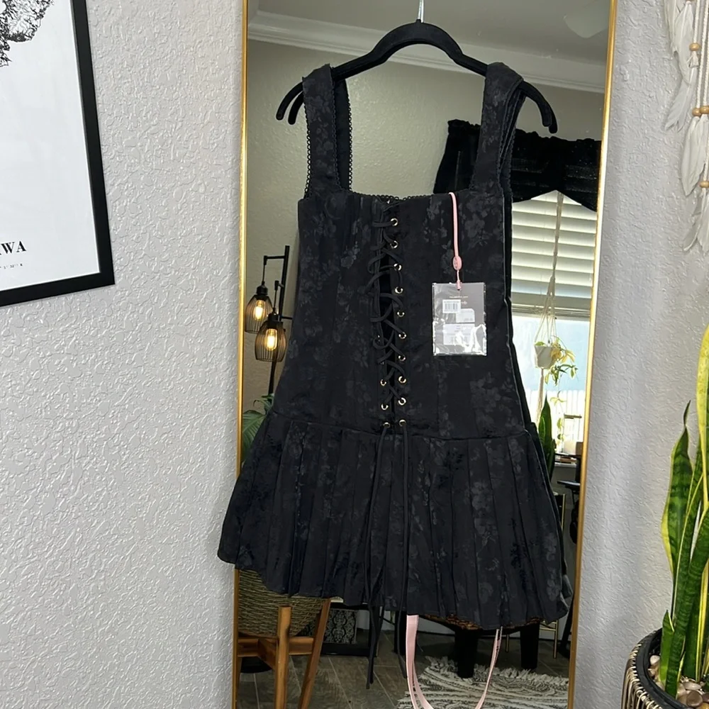 House of CB ‘Talia’ Black Pleated Mini Dress NWOT - Picture 12 of 14
